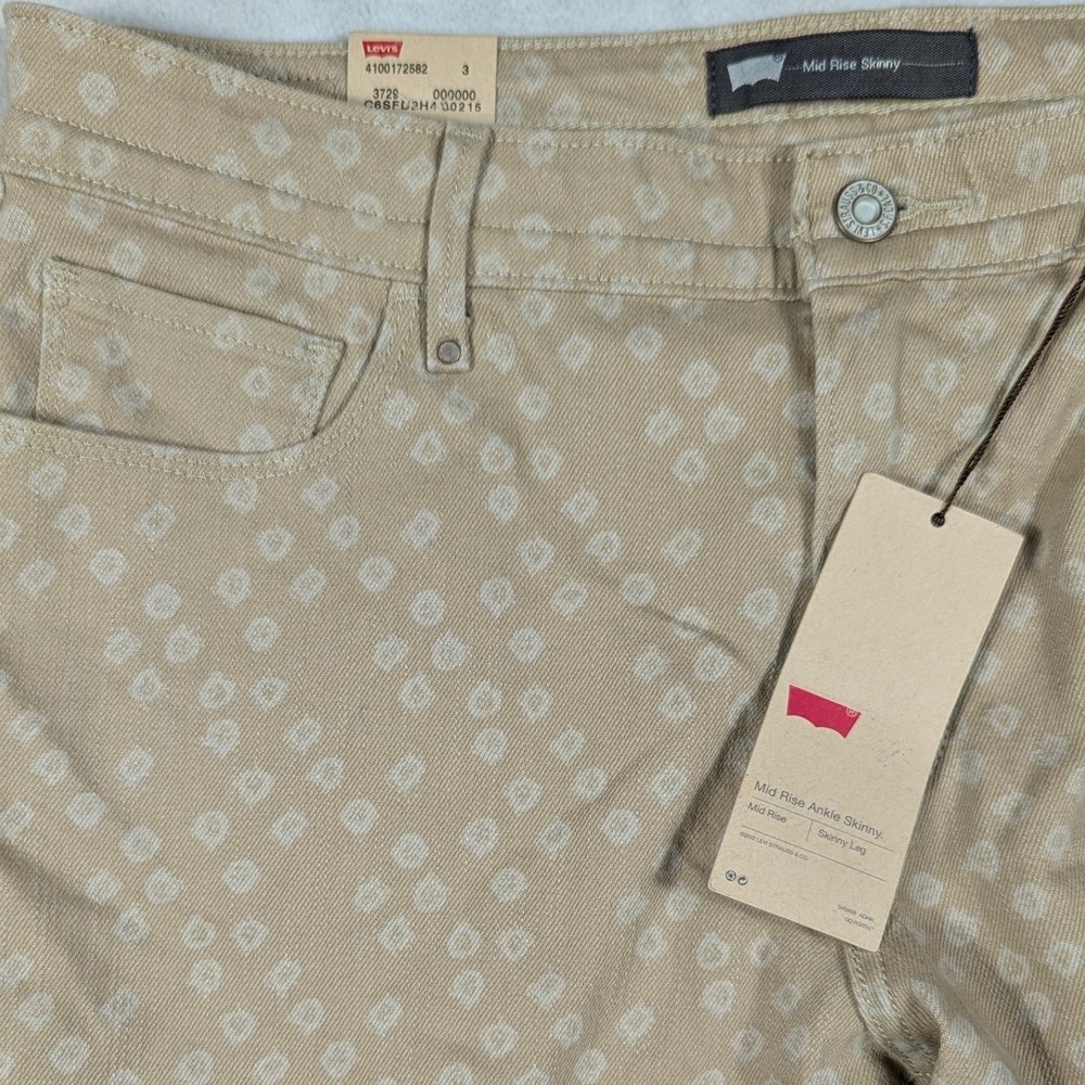 NEW Levis Mid Rise Ankle Skinny Jeans Womens 14 W32 Tan Patterned